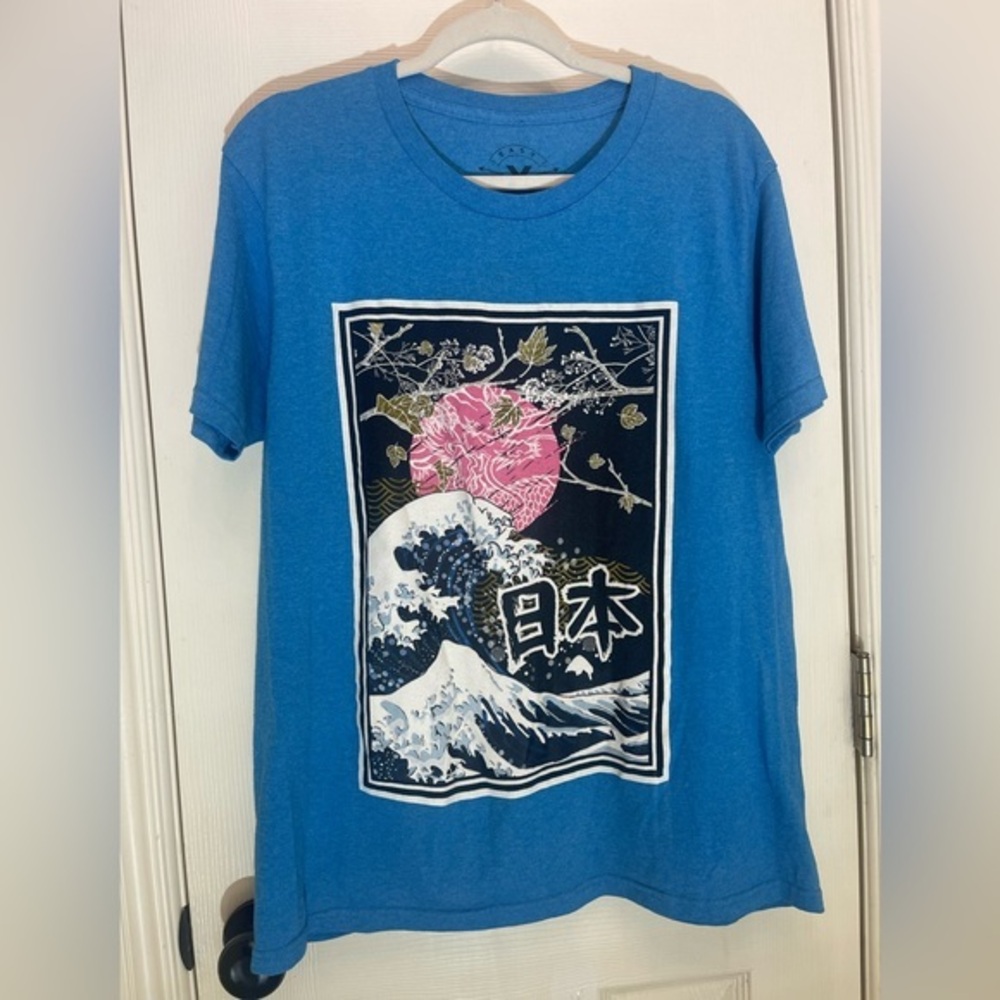 Launder By Bailey Apparel Blue "JAPAN" short Sleeve Shirt size AM